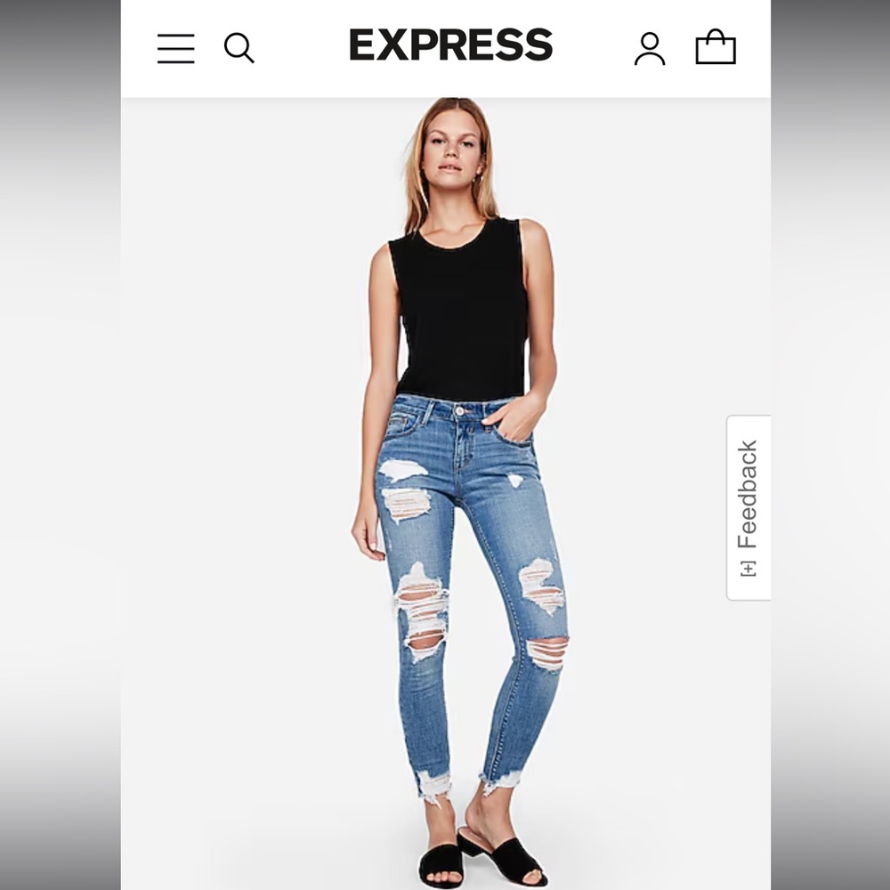 Women’s petite size 4 ripped jeans, Express